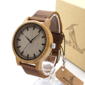 Men's Bamboo Wood Watch with Leather Strap